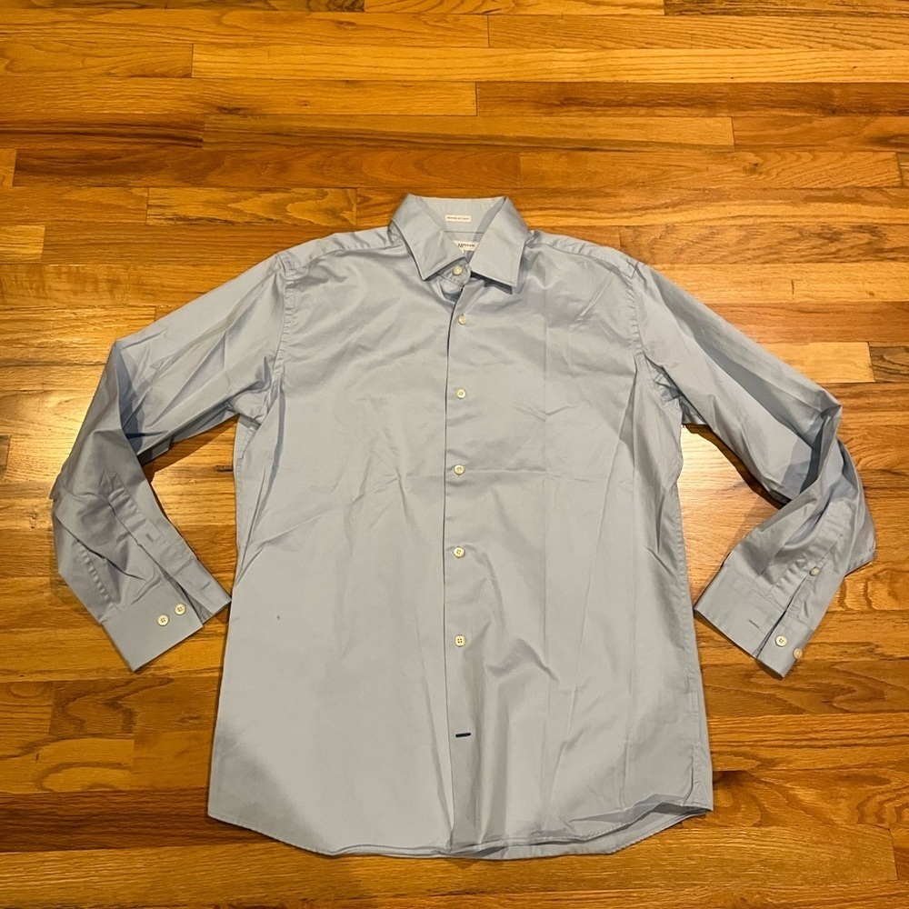 BANANA REPUBLIC Slim Fit Button Down Dress Shirt Blue Italy Fabric 15-15.5
